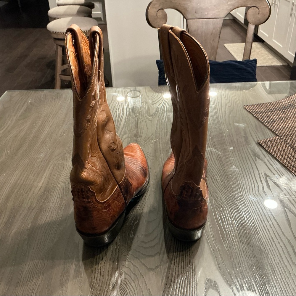 Classic Brown Leather Cowboy Boots - Picture 5 of 5